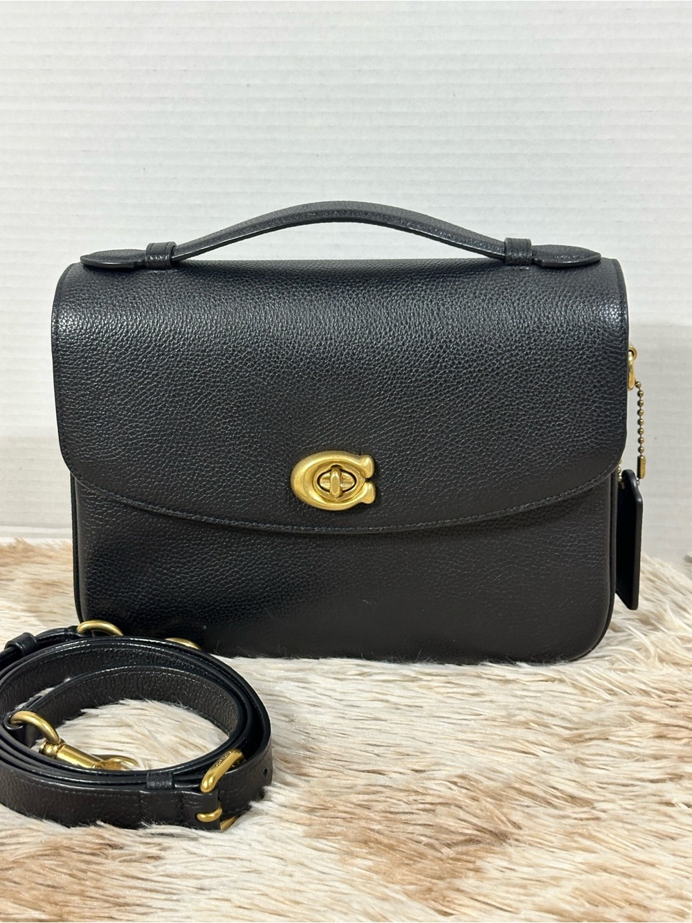 Coach Cassie Black Pebbled Leather Bag